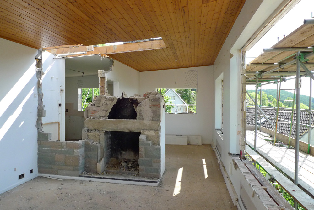 Demolition - Upper floor, fireplace removal