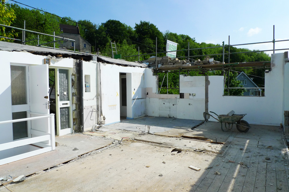 Demolition - Roof, joists, chimney & internal walls removed