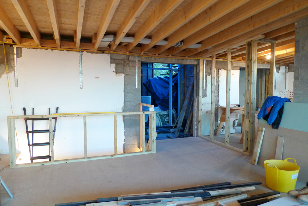 Rebuild - Interior roof joists, MVHR ducting & stud wall frames