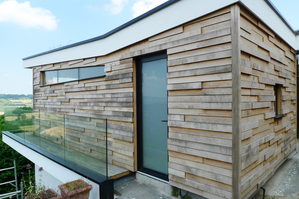 English Oak cladding - Three-quarter elevation