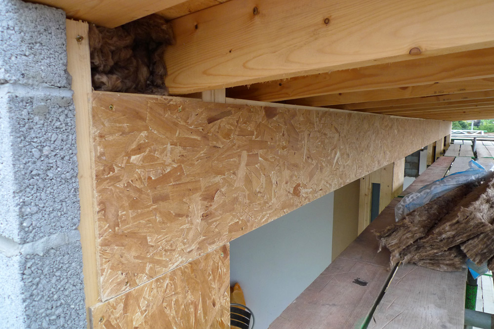 Rebuild - OSB over the timber infills with Earthwool insulation